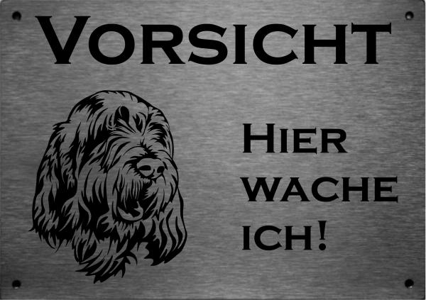 Edelstahl Warnschild Spinone Italiano VORSICHT Freilaufender Hund! Betreten auf eigene Gefahr!